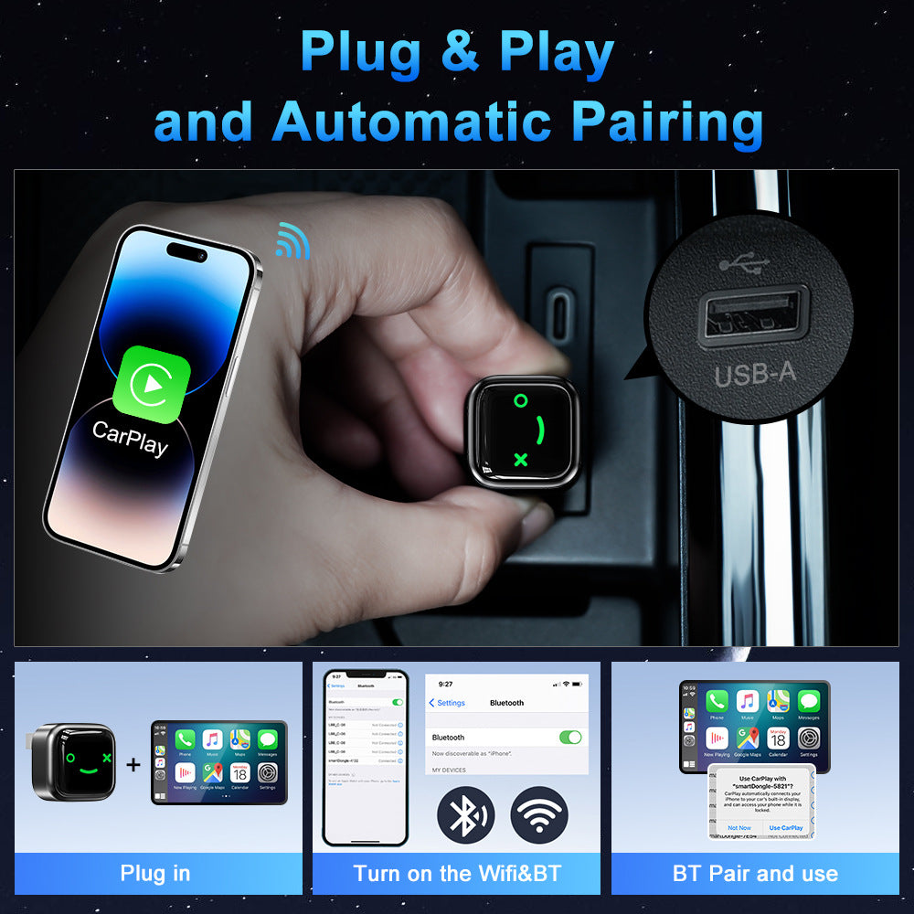 Wireless Carplay Box Lying Plug Android Auto Car-mounted Adaptor