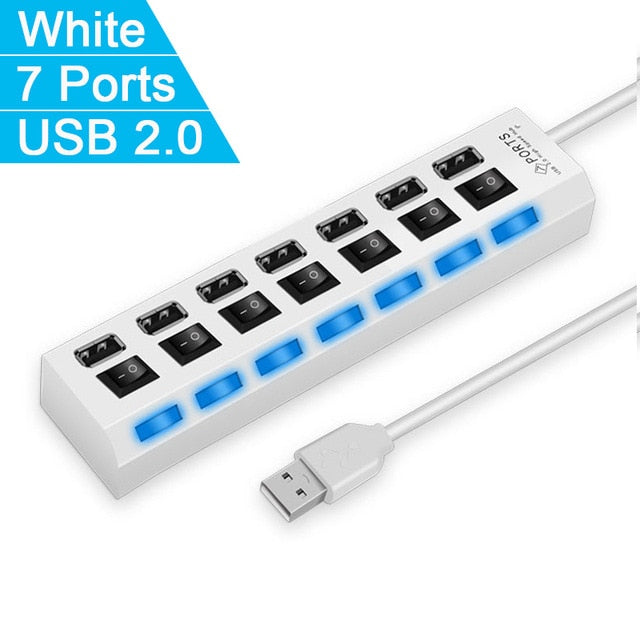 7 Port USB Hub – High Speed USB 2.0 Splitter Adapter