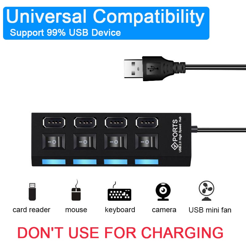 7 Port USB Hub – High Speed USB 2.0 Splitter Adapter