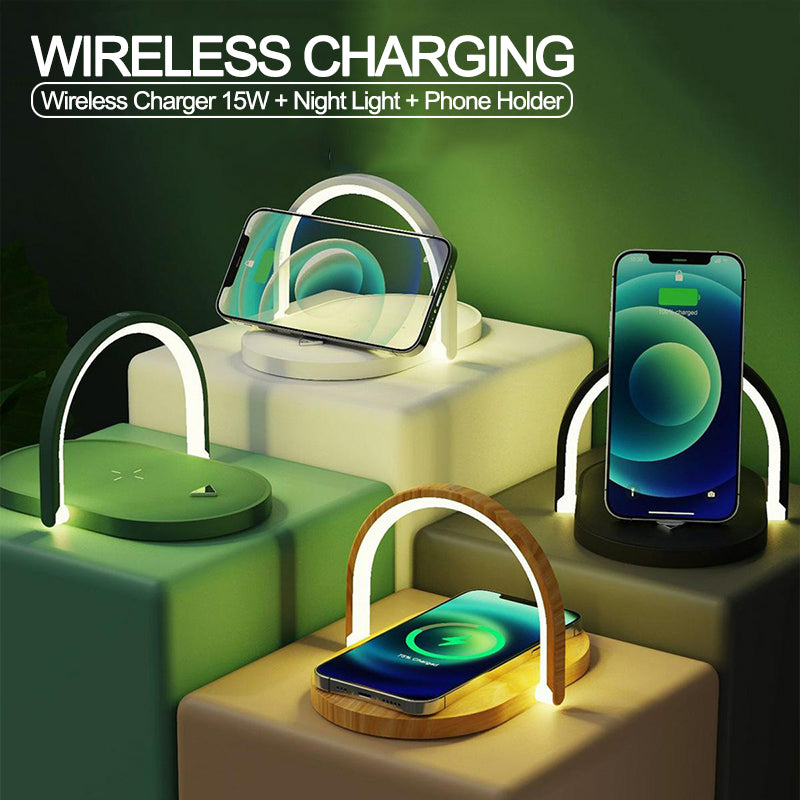 3 In 1 Wireless Charging Station – LED Table Lamp Charger
