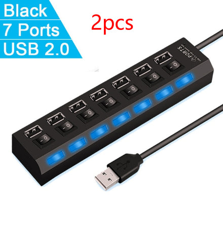 7 Port USB Hub – High Speed USB 2.0 Splitter Adapter